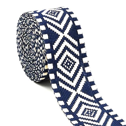 38mm coton sangle souple motif losanges bicolore ethnique fantaisie anse pour sacs à main fait main sac à dos sac banane tote-bag
