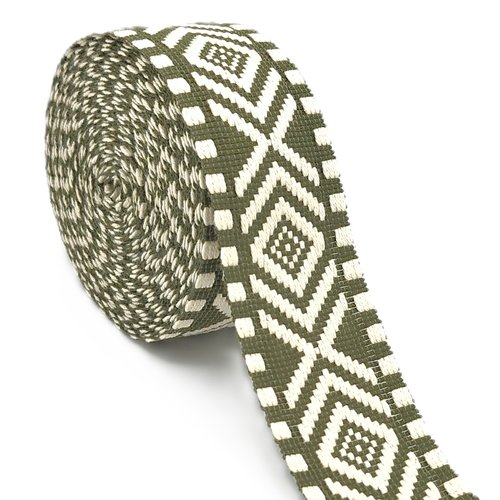 38mm coton sangle souple motif losanges bicolore ethnique fantaisie anse pour sacs à main fait main sac à dos sac banane tote-bag