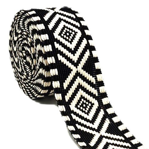 38mm coton sangle souple motif losanges bicolore ethnique fantaisie anse pour sacs à main fait main sac à dos sac banane tote-bag