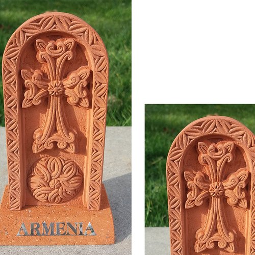 Croix en pierre arménienne, khachbars arménien, croix en pierre avec le signe de l’eternité