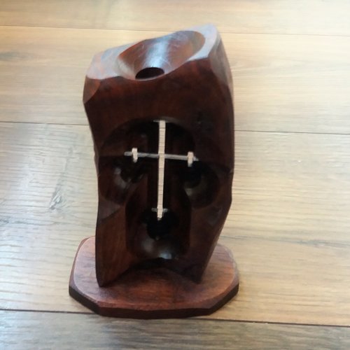Croix en bois arménienne porte-bougie, porte-bougie décorative en bois
