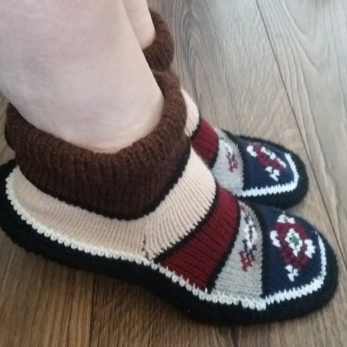 Arméniennes bottines tricotées à la main, bottines mocassins, pantoufles d'hiver pour femmes