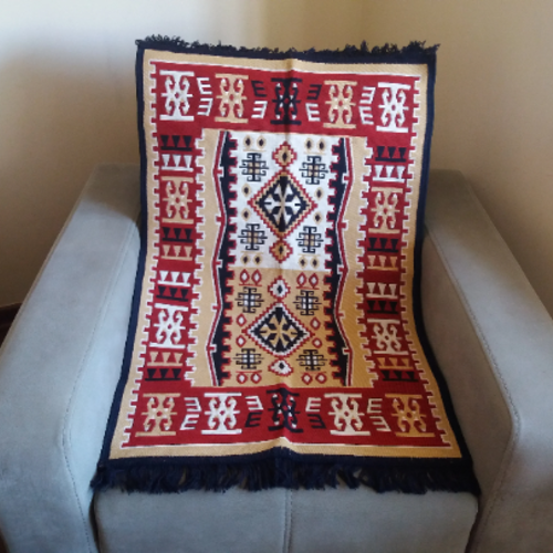 Tapis arménien artisanale, tapis ethnique décoratif, double côté