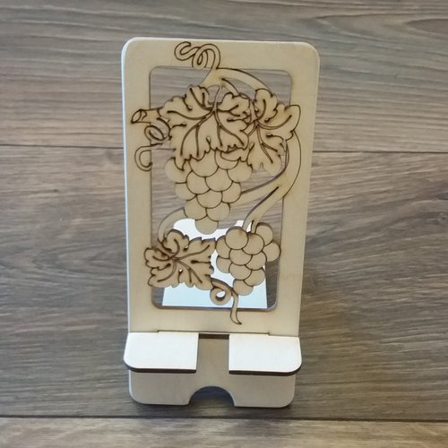 Support de téléphone de raisins et feuilles, support de téléphone portable en bois