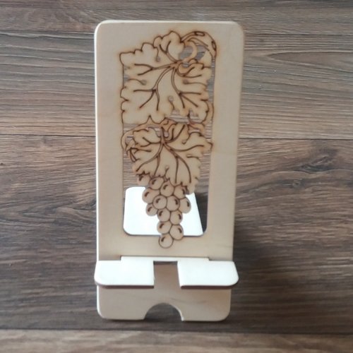 Support de téléphone de raisins et feuilles, support de téléphone portable en bois