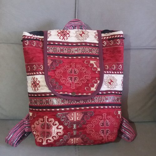 Sac à dos artisanale, sac à dos arménien, sac ethnique, la roue de l'eternité