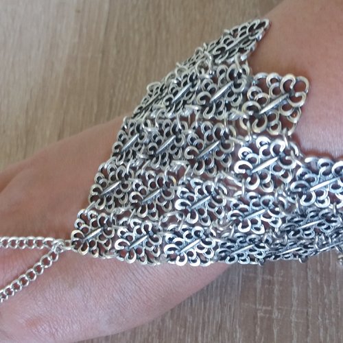 Bracelet argenté en maillon de losange chaine de bague arménien