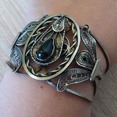 Bracelet à poignet filigrane d’obsidienne arménien