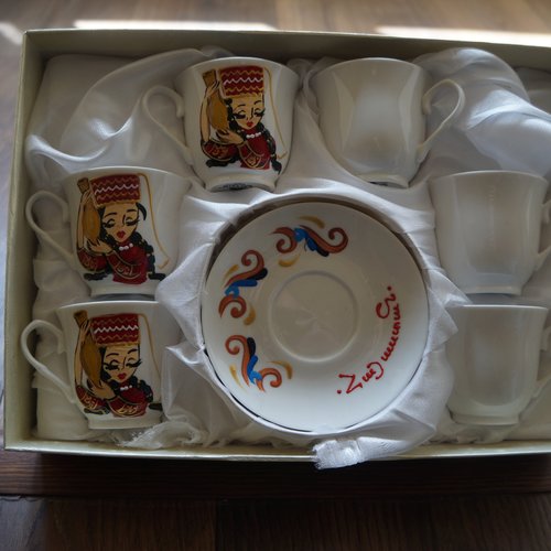 Six tasses à café arménien, set de tasses peinte à la main