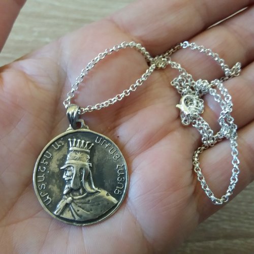 Artaxias ier pendentif en argent sterling, bijoux arméniens, collier du roi arménien