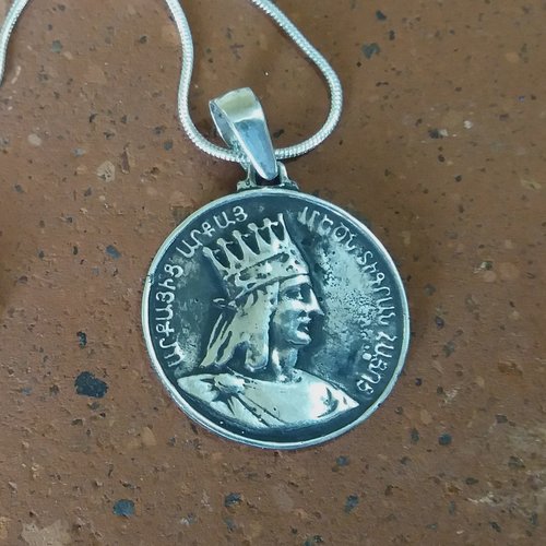Tigrane pendentif en argent sterling, bijoux arméniens, collier du roi arménien