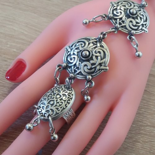 Bouclier bracelet bague arménien, chaîne à la main bracelet, harnais à la main