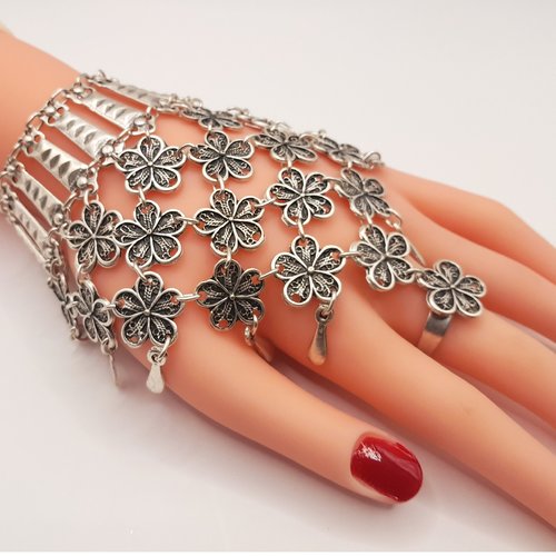 Bracelet bague arménienne, bague main bracelet, harnais à la main