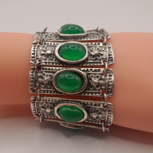 Bracelet a mallions d’armure argenté de chrysolite, bracelet arménien