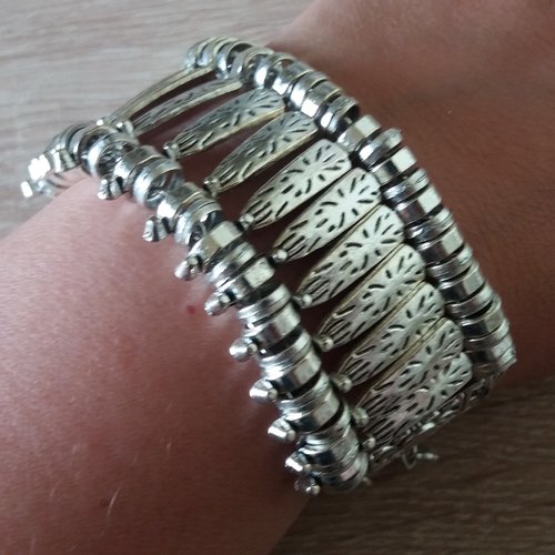 Bracelet a mallions d’armure argenté, bracelet arménien