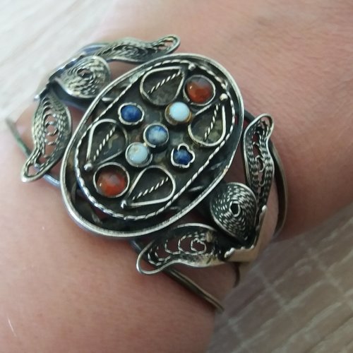 Bracelet à poignet filigrane arménien, bracelet manchette large