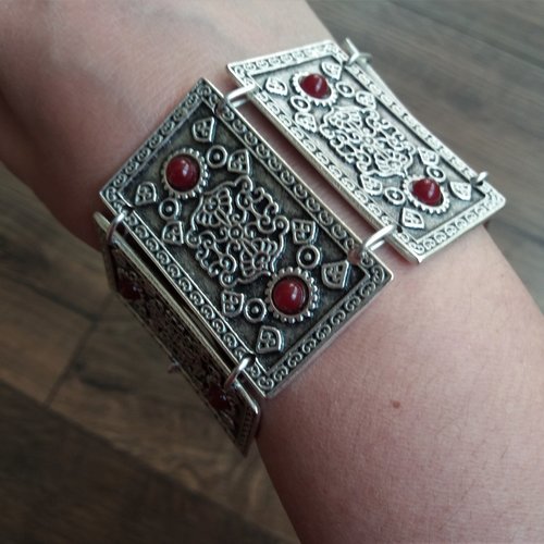 Bracelet à maillons en armure rectangulaire, bracelet arménien