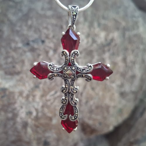 Croix arménienne en argent sterling et pierre de zircon, bijoux arméniens