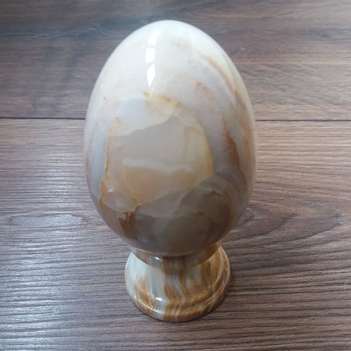 Œuf poli en marbre d’onyx, œuf de pâques décoratif, onyx arménien