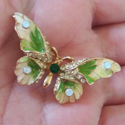 Broche papillon, broche en cristal emaillé, bijoux arméniens papillon vert