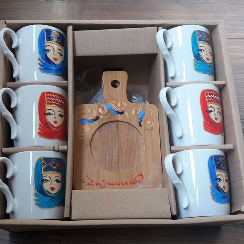 Six tasses à café arménien, set de tasses peinte à la main