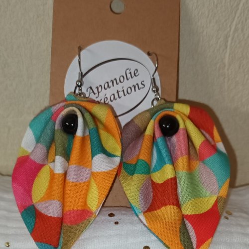 Boucles d'oreilles feuille cercles multicolore