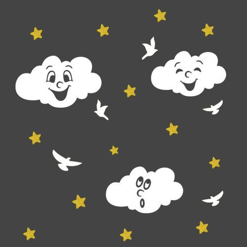 Thermocollant personnalisable: nuages, oiseaux, étoiles