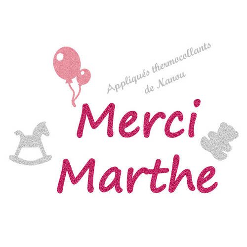 Applique Thermocollant Personnalise Merci Bebe En Flex Paillete Un Grand Marche