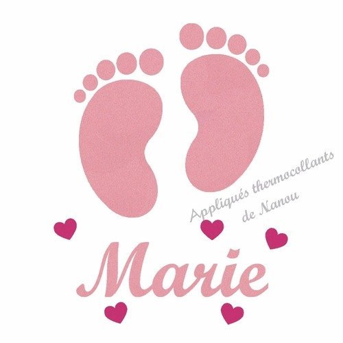 Applique Thermocollant Personnalise Petits Pieds Bebe Cœurs En Flex Velours Un Grand Marche