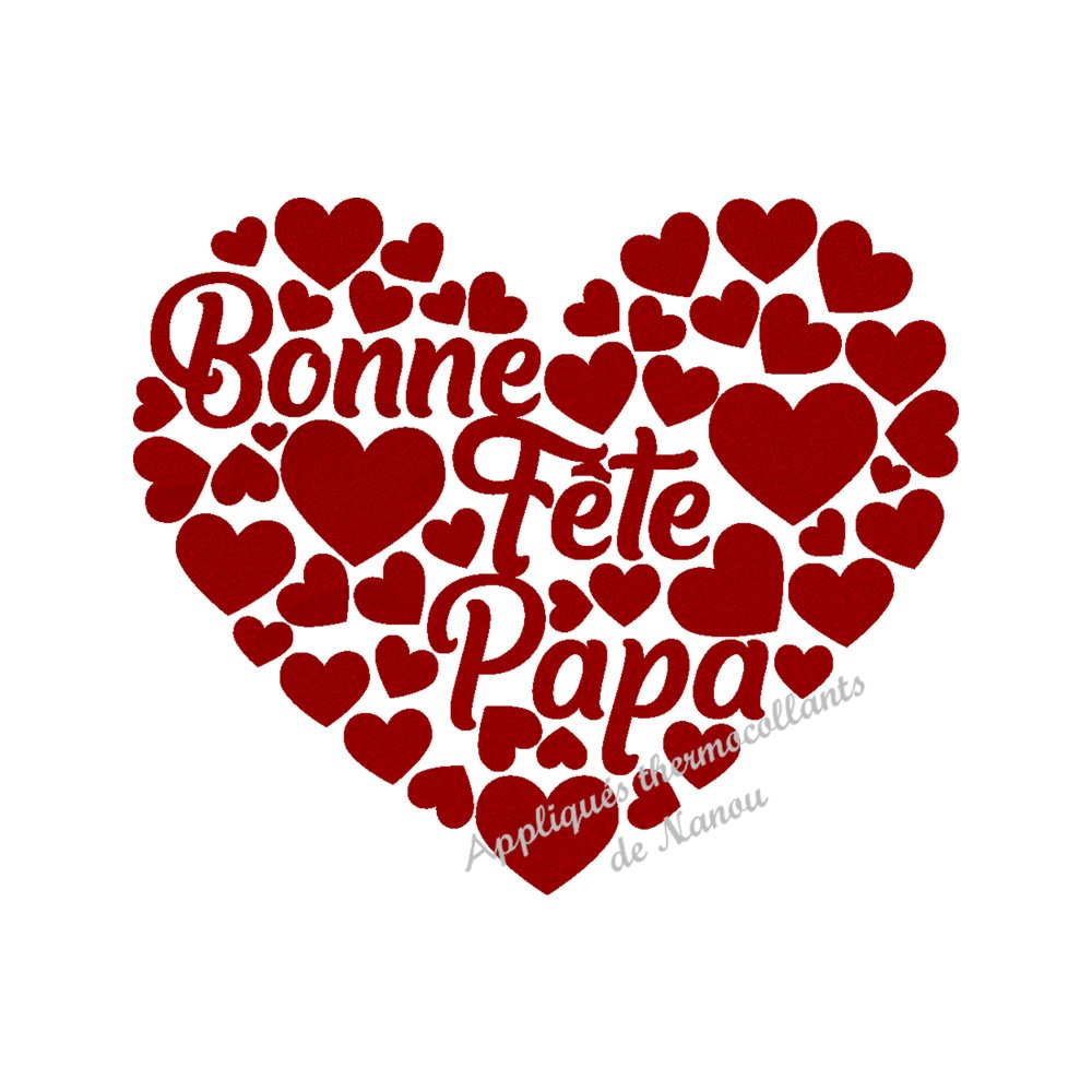 Bonne Fete Papa Cœur Velours Applique Thermocollant Un Grand Marche