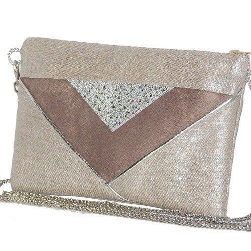 pochette beige daim