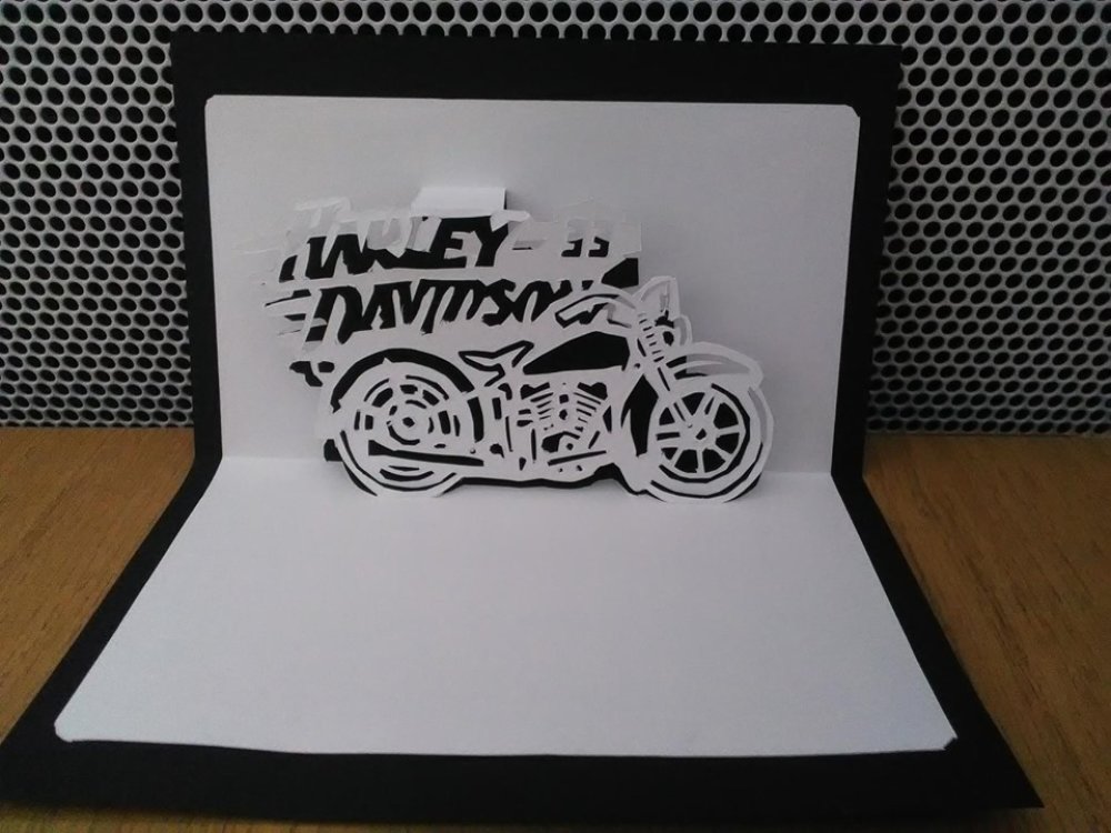 Carte Harley Davidson Moto En 3d Kirigami Pop Up Anniversaire Un Grand Marche