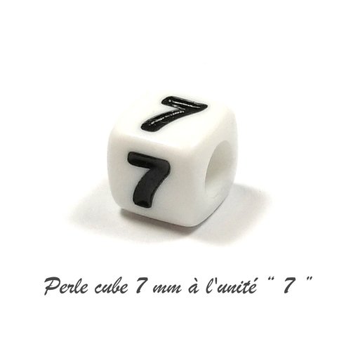 Perle acrylique chiffre " 7 " cube 7mm