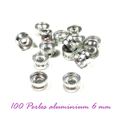 100 perles bagues aluminium 6 mm