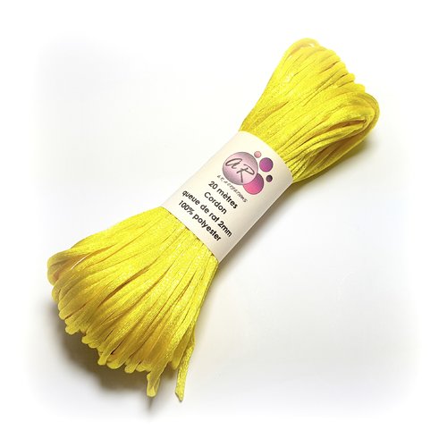 20 mètres de cordon queue de rat polyester 2 mm jaune