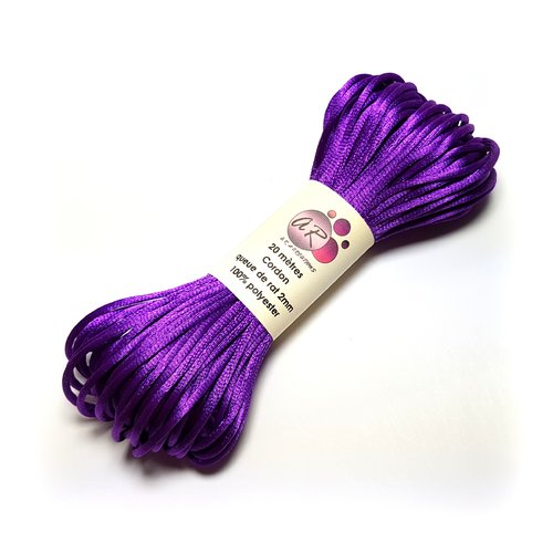 20 mètres de cordon queue de rat polyester 2 mm violet