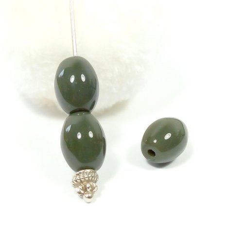 20 perles en verre olive 10mm vert kaki foncé /