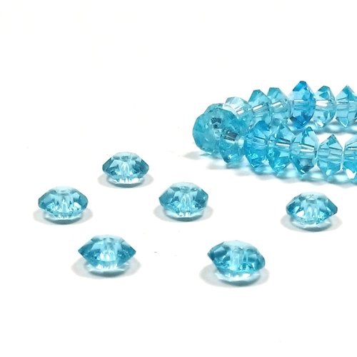 50 perles rondelles a facettes turquoise 7 mm