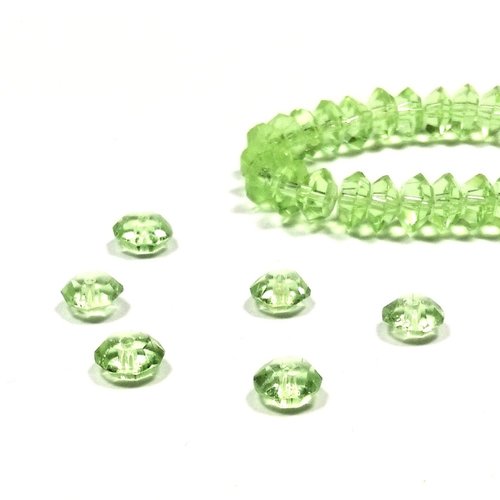 50 perles rondelles a facettes vert clair 7 mm