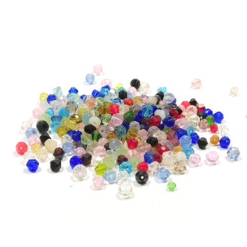 80 gr de perles bicones en verre environ 1000 perles de 4/5 mm