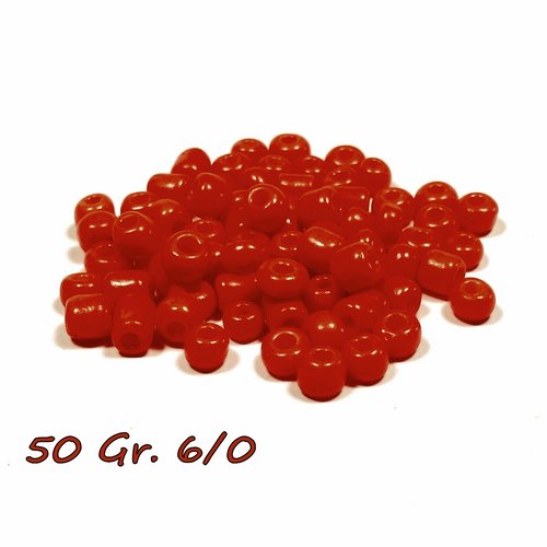 50 gr perles de rocaille 6/0 4mm rouge soutenu