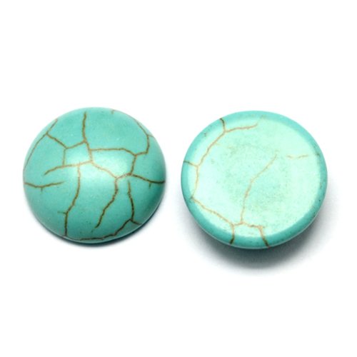 Cabochons ronds turquoise de synthèse 16 mm (x5)