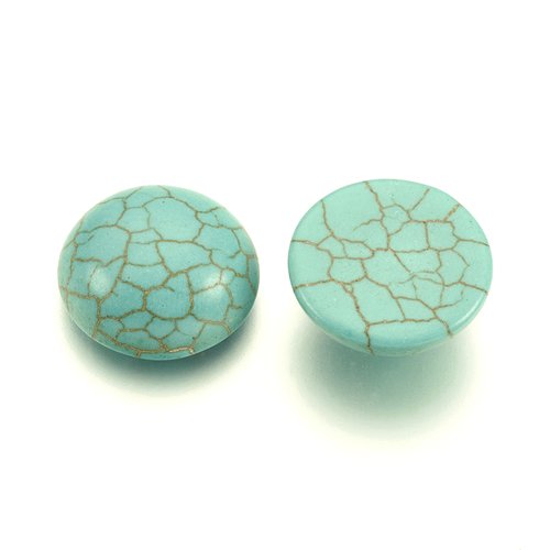 Cabochons ronds turquoise de synthèse 10 mm (x10)