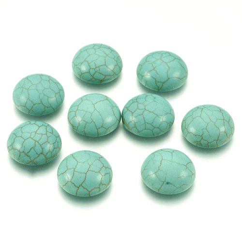 Cabochons ronds turquoise de synthèse 8 mm (x10)