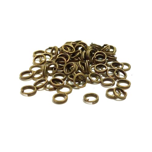 50 anneaux doubles bronze 5 mm x 0.6 mm