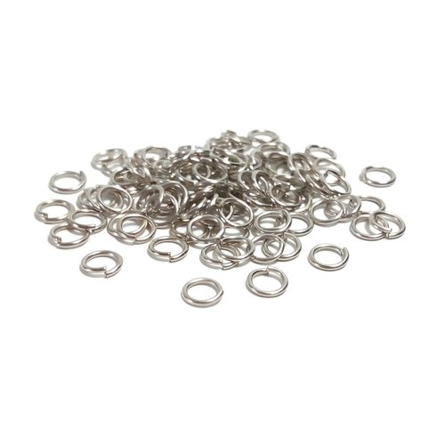 50 anneaux ouverts argent gris 5 mm x 0.7 mm