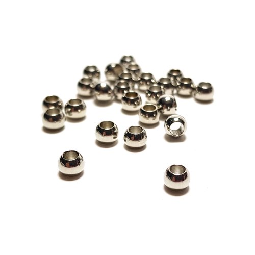 25 perles acier inoxydable 4 mm gros trou