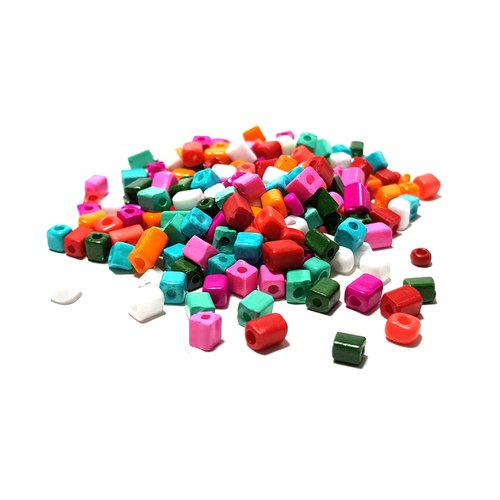 50 gr de perles de rocailles cube 3mm multicolore