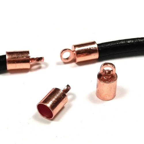 10 embouts a coller cuivre rose pour cordon de 3/4mm