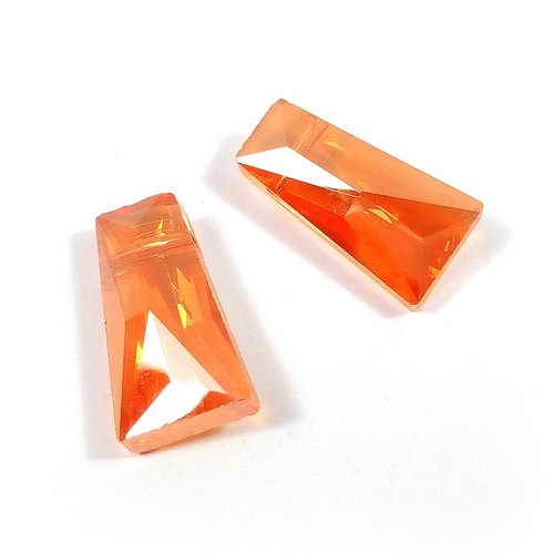 Perles trapeze 19mm verre orange ab (x10) /